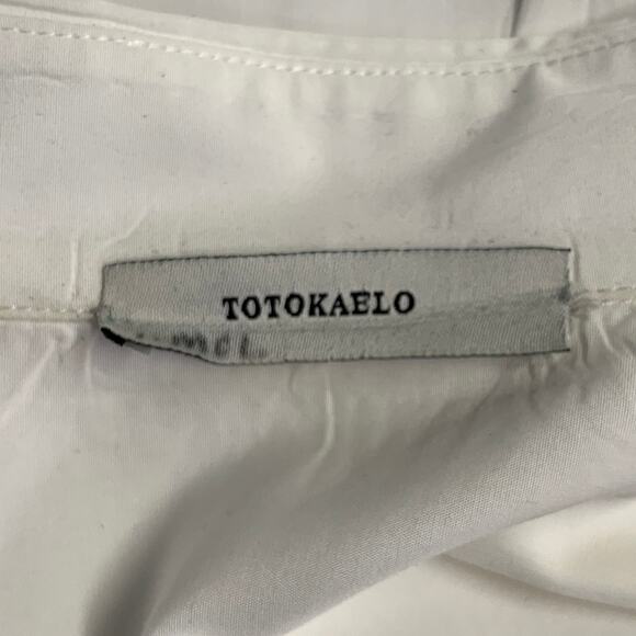 TOTOKAELO Size L White Cotton Pointed Collar Shirt - Picture 6 of 6